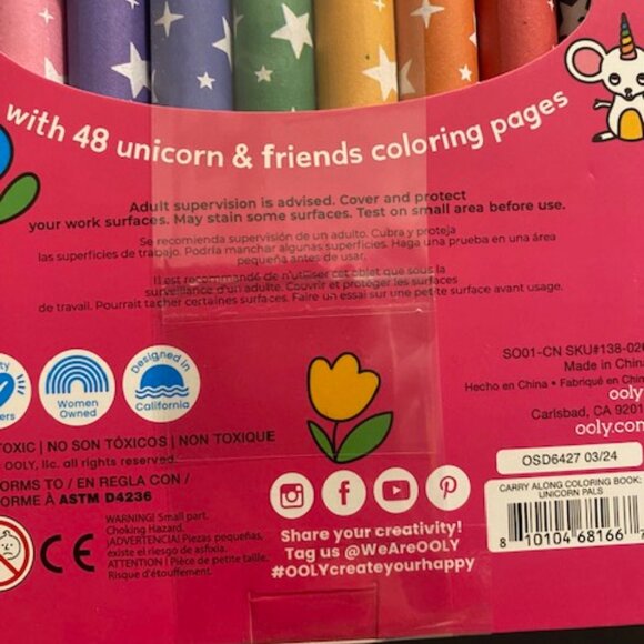 ooly: UNICORN PALS COLORING BOOK * 9 Jumbo Crayons>48 Coloring Pages* - Picture 5 of 6